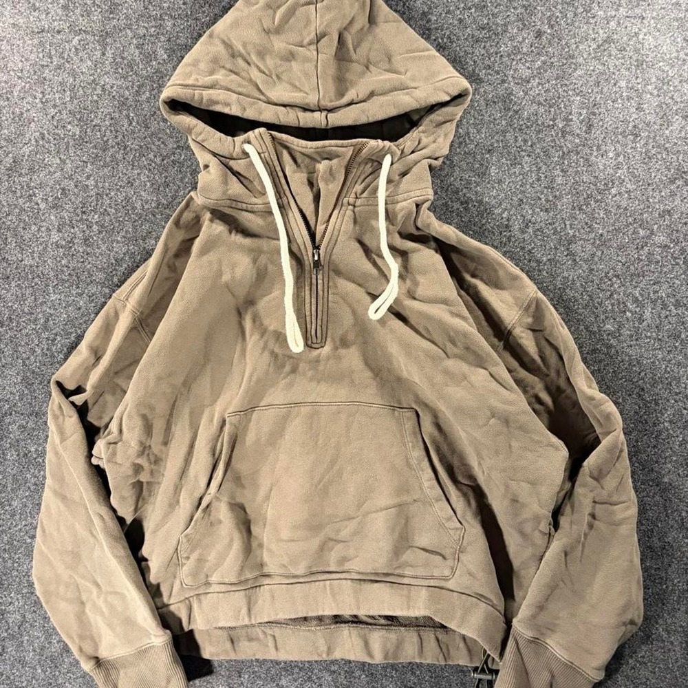 Vince Olive Green Quarter Zip Pullover Hoodie Sweatshirt Womens Medium
